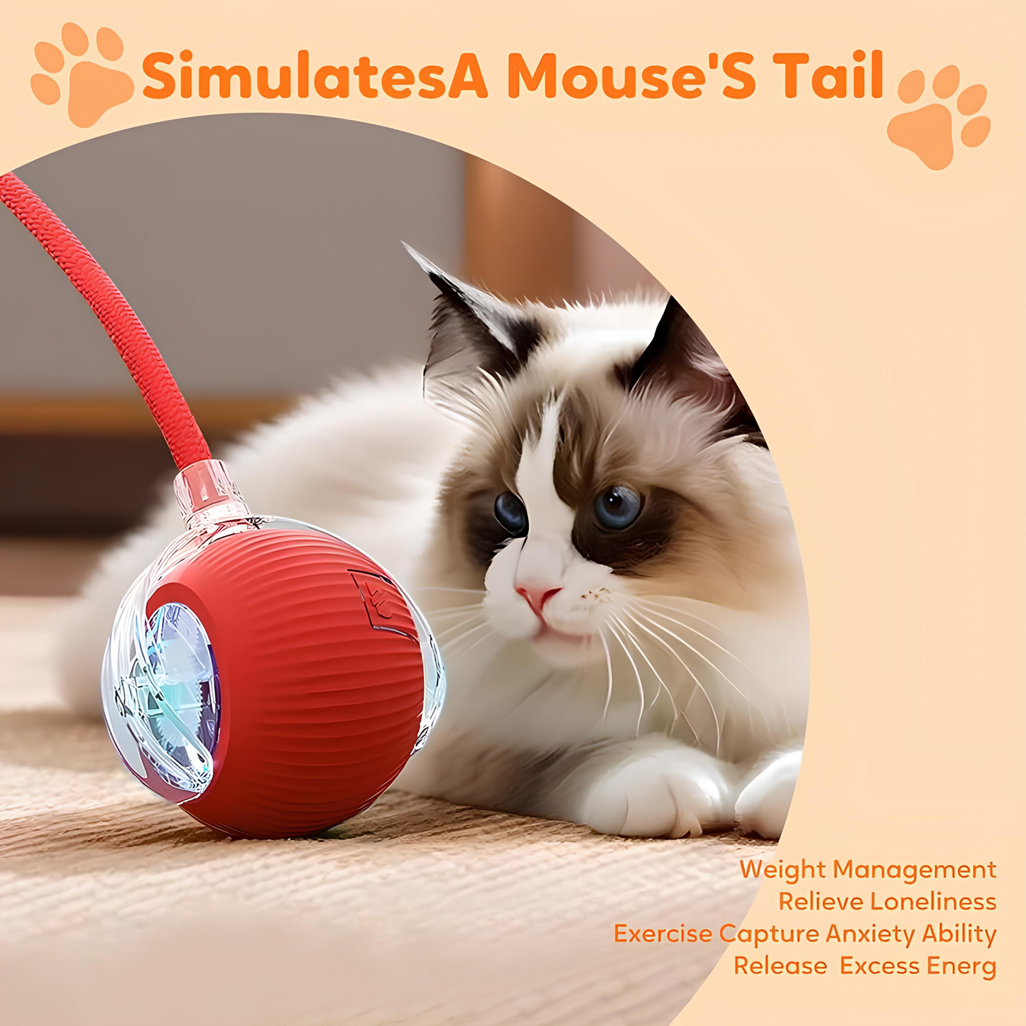 PawfectWorlds™ Smart Toy – Cat Rechargeable Ball